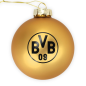 Preview: Borussia Dortmund BVB Weihnachtsbaumkugel Gold Glas 8 cm mit Logo